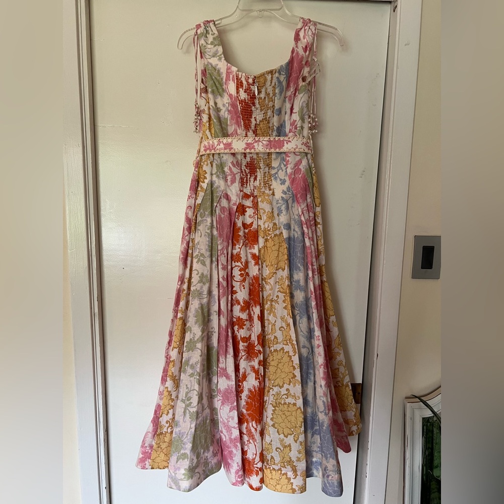 Zimmermann Postcard Spliced Midi Dress in Rainbow Floral – Size 1 / US Small - Picture 6 of 8